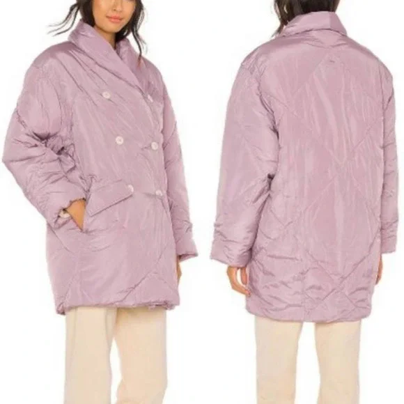 Free People Revolve Ella Purple Quilted Puffer Coat Jacket XS